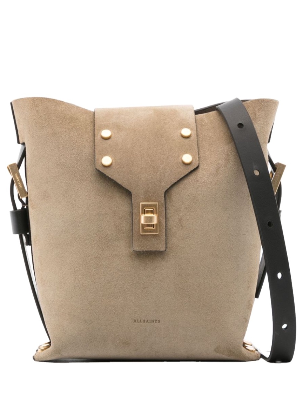 All Saints New crossbody bag suede leather gold hardware